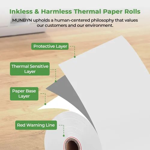 Miniatura 4 de MUNBYN Papel térmico de 3 1/8 x 230 pies, 10 rollos de papel de recibo compatibles con Star Micronics TSP100 TSP143 Epson impresora de recibos