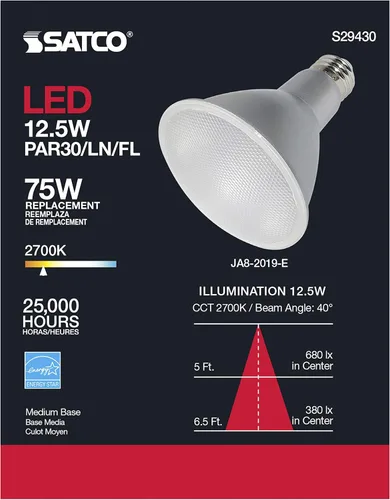 Miniatura 6 de Satco S29430-12.5 vatios PAR30LN bombillas LED; 2700 K; (12 bombillas LED)
