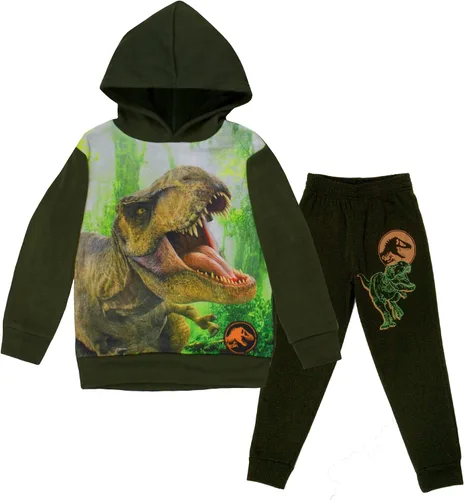 Jurassic World Dominion - Conjunto de 2 piezas de pantalones de forro polar sudadera con capucha y pantalones para niños