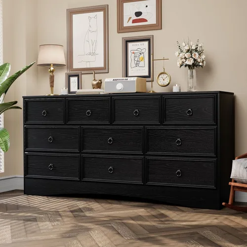 Miniatura 13 de VVFLU Cómoda de 6 cajones de 52" de alto para dormitorio, cómoda de madera de 6 cajones, almacenamiento para ropa, cajones estrechos grandes