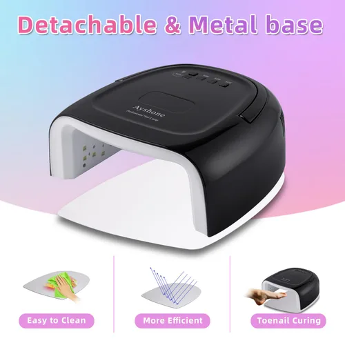 Miniatura 3 de Lámpara de uñas de gel LED recargable, 60W inalámbrico UV Led luz de uñas con mango de elevación Sensor táctil pantalla LCD (negro)