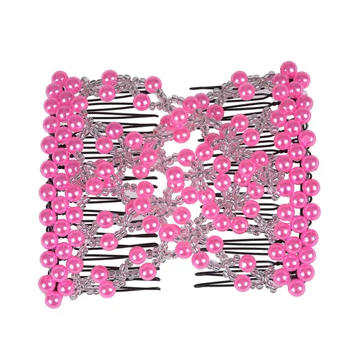 Miniatura 7 de 5 peines para el cabello con cuentas fáciles de estirar, doble diapositiva mágica de metal, horquillas para el cabello de las mujeres