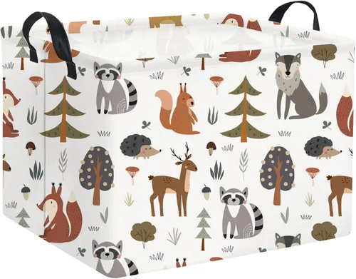 Cesta de regalo rectangular para almacenamiento de niños; lindo organizador de juguetes para estante, libro y decoración de habitación (Animal)
