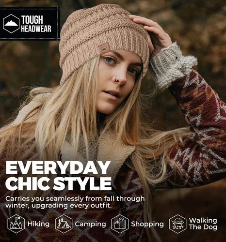 Miniatura 53 de Gorro de punto para mujer, cálido y suave, elástico, para clima frío de Tough Headwear