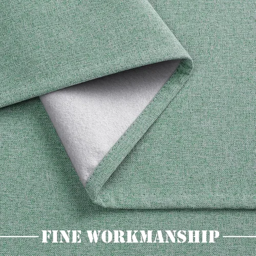 Miniatura 7 de OWENIE Rady - Cortinas opacas con textura de lino verde 100% para dormitorio, 63 pulgadas de largo, 2 paneles, bloqueo de luz completa, aislamiento