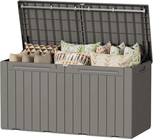 Miniatura 23 de Devoko 29 Gallon Waterproof Outdoor Storage Box Resin Deck Box Lockable and UV Resistant for Patio Furniture, Garden Tools (Black, 29 Gallon)