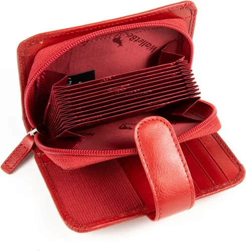 Miniatura 5 de Billetera de cuero RFID de acordeón, Rojo, Contemporáneo