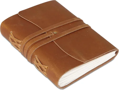 Miniatura 8 de KomalC Diario de cuero hecho a mano Cuaderno de escritura Diario Bloc de notas diario encuadernado para hombres y mujeres, papel sin líneas