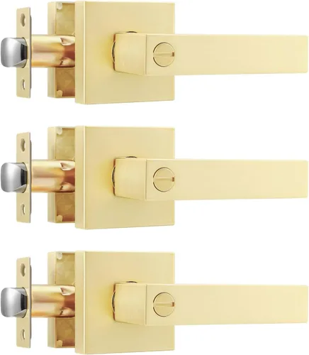 Miniatura 15 de Leydebong Paquete de 2 pomos de puerta de entrada con llave igual, pomo de puerta con cerradura y llave, manijas de puerta doradas para exterior e