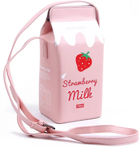 LUI SUI Girls Fruits Banana Strawberry Milk Box Cross Body Purse Bag Women Phone Wallet Shoulder Bags