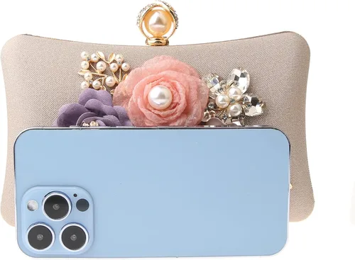 Miniatura 7 de Rkrouco Evening HandBags for Women Flower Wedding Clutch Purse Satin Floral Ladies Party Crossbody Bag
