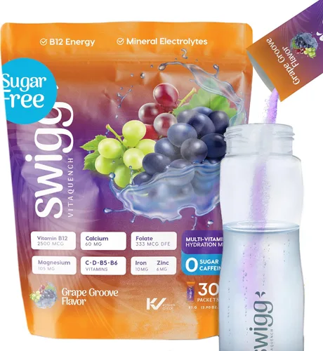 Electrolitos en polvo sin azúcar - Más de 10 paquetes de electrolitos de vitaminas en polvo sin azúcar, B12, B5, B6, C, D folato, hierro, magnesio,