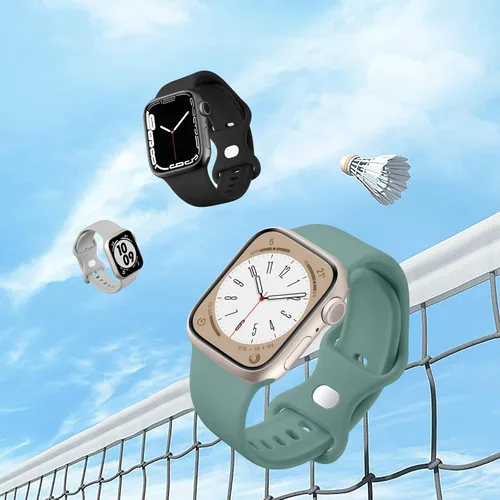 Miniatura 3 de Maledan Paquete de 6 correas compatibles con Apple Watch de 38mm 40mm 41mm 42mm 44mm 45mm 46mm 49mm, mujeres y hombres, correa deportiva de silicona