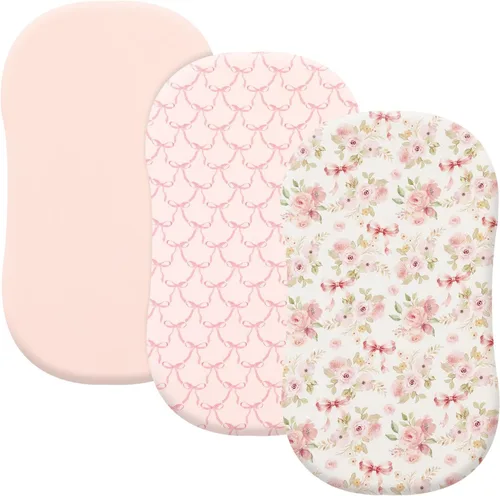 Miniatura 21 de PHF 3 paquetes de sábanas de cuna suaves, sábanas bajeras florales rosa transpirables y cómodas para niñas, ajuste universal sin deslizamiento
