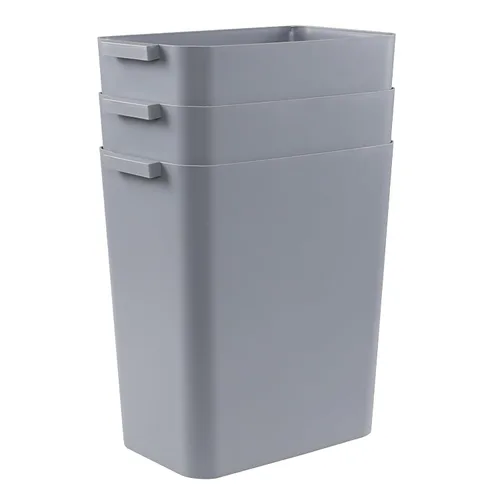 Miniatura 4 de Zopnny Cubo de basura de plástico, papelera, 4.5 galones, paquete de 3, color gris