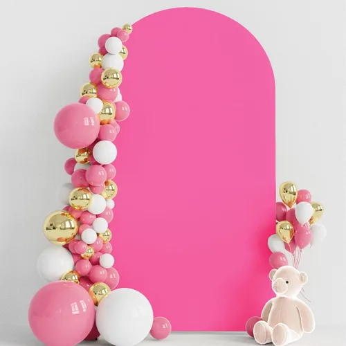 Miniatura 14 de Wokceer Funda para Arco de Boda de 6.6 Pies de Spandex Ajustada Cubiertas para Soporte de Arco de Boda Parte Superior Redonda Chiara Funda de Telón