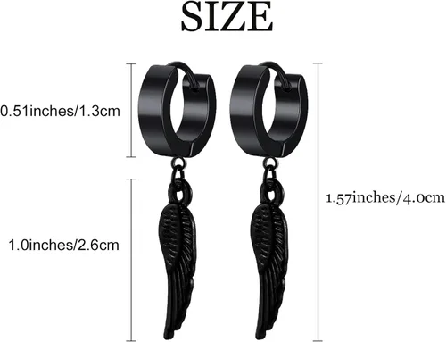Miniatura 6 de Pendientes de aro unisex punk hip hop de acero inoxidable plateado negro dorado tono de bloqueo de trueno perno de rayo colgante de aro de regalo