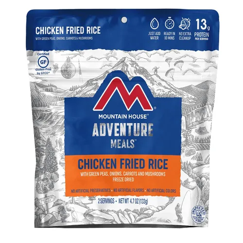 Miniatura 5 de Mountain House Teriyaki de pollo con arroz (2 porciones) Arroz frito con pollo (2 porciones) Alimentos liofilizados para mochileros