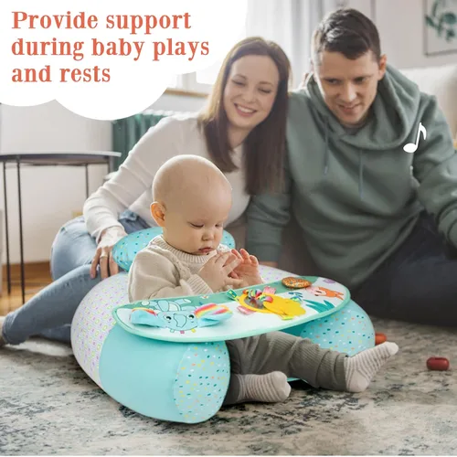 Miniatura 4 de Baby Donut Sit Me Up Asiento de suelo para 3-36 meses, asiento inflable para bebé con funda, silla de actividades para sentarse, bandeja sensorial