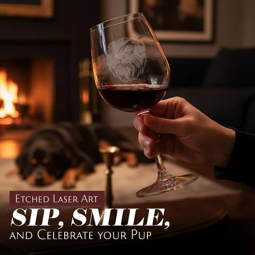 Miniatura 6 de Copa de vino de 12.75 onzas con diseño de perro grabado , A