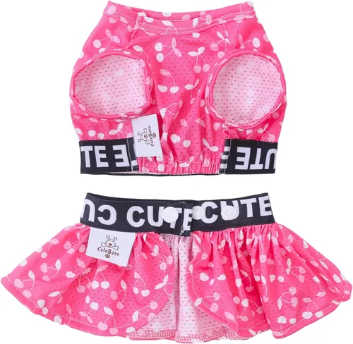 Miniatura 8 de CuteBone Vestido deportivo para perros de dos piezas, falda ligera para cachorros, ropa para gatos pequeños, ropa para gatos SPS12XS