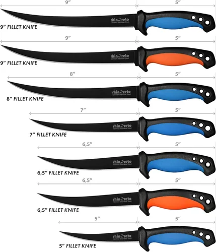 Miniatura 9 de Rhinoreto Cuchillo de filete para pescado, hoja de acero inoxidable alemán flexible y súper afilada de 5-9 pulgadas, cuchillos profesionales