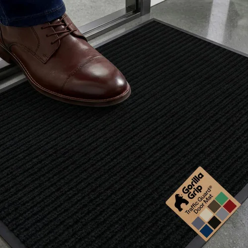 GORILLA GRIP Tapete impermeable para puerta de protección de tráfico, tapetes de entrada resistentes, respaldo fuerte, alfombras comerciales para