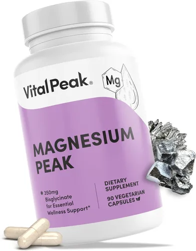 Magnesio 350 mg - Suplemento natural de bisglicinato de magnesio de alta absorción - Píldoras Mag para mujeres y hombres - Vegano, sin gluten, sin