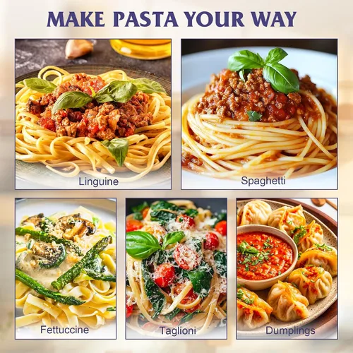 Miniatura 6 de Juego de máquina para hacer pasta con estante de secado de pasta, máquina para hacer fideos, 9 ajustes de grosor ajustables, regalos para ella