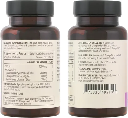Miniatura 8 de Omega 110 con LYSOVETA LPC Suplementos EPA y DHA para la salud del cerebro y la retina Enfoque, atención, memoria, estado de ánimo y visión 6