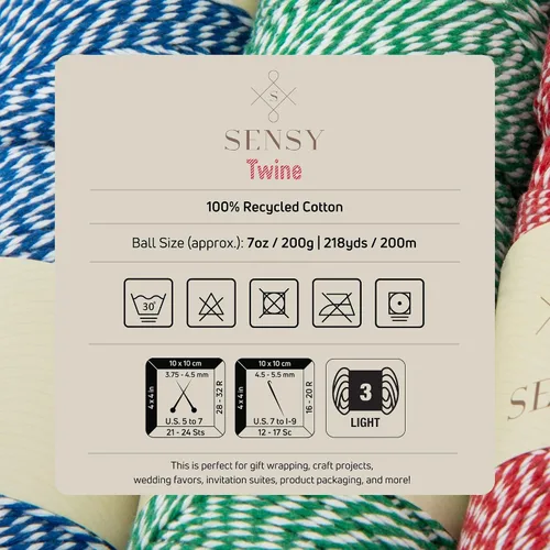 Miniatura 6 de Sensy - Cordón de algodón a rayas para panaderos de alta calidad para manualidades y envoltura de regalos (rojo y blanco)