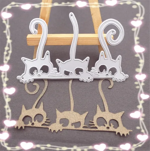 Miniatura 2 de Mvchifay Troqueles de corte de animales y gatos para hacer tarjetas, troquelados de metal, herramienta de álbumes de recortes, plantilla