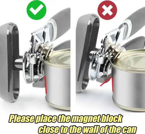Miniatura 7 de Abridor de latas manual de mano sin problemas con imán, borde liso y corte seguro para cerveza/lata/botella, perilla grande antideslizante, buen