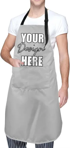Miniatura 13 de AmaPark Delantal personalizado impermeable con bolsillos personalizados divertidos delantales de chef para cocinero Jaspeado Oscuro