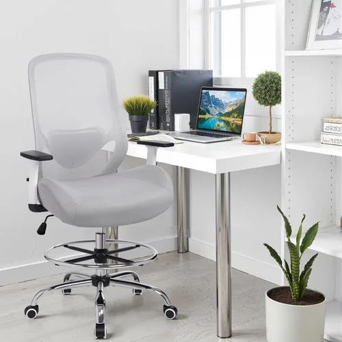 Miniatura 2 de Silla de dibujo de oficina, silla de oficina ergonómica ajustable de altura alta con reposapiés, silla de escritorio con respaldo alto