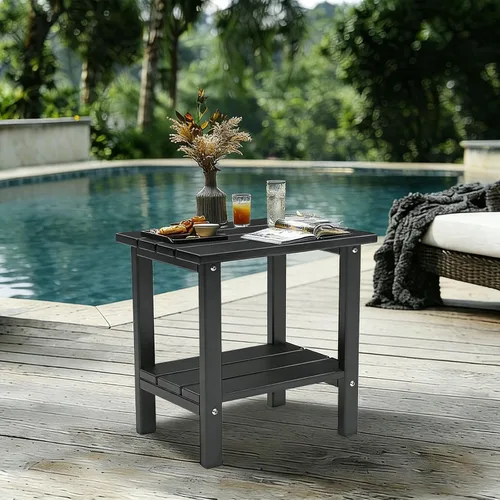 Miniatura 6 de OTSUN - Mesa auxiliar de exterior resistente a la intemperie, mesas pequeñas de patio de 2 niveles para exterior o interior, mesa pequeña