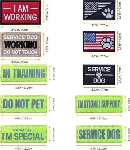 Miniatura 2 de J.CARP 10 Piezas Parches para Perros de Servicio, con texto en inglés «Don't Pet in Training», «Do Not Touch I'm Special», insignia emblema parche