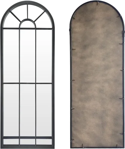 Miniatura 8 de HQiJun Espejo de Pared Ventana Espejos Decorativos Arqueados Estilo Granja para Sala de Estar Dormitorio Entrada Baño Tocador (Negro, 47" x 17" x 1")