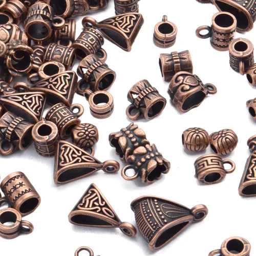 Miniatura 6 de BronaGrand 3.53 oz (alrededor de 120-170 piezas) Cuentas mixtas de cobre antiguo, cuentas espaciadoras, cuentas de tubo de fianza, dijes de pulsera