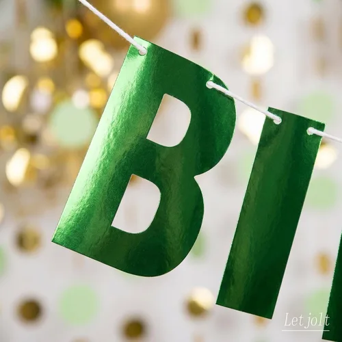 Miniatura 3 de Letjolt Cartel verde de feliz cumpleaños con temática de vegetación decoración de fiesta guirnalda suministros para cumpleaños guardería decoración