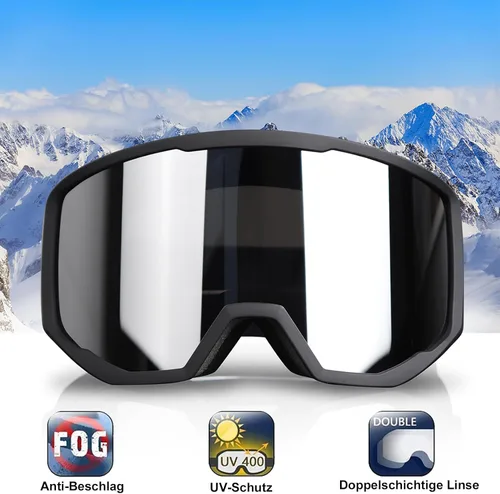 Miniatura 2 de EXP VISION Gafas de esquí/snowboard para hombres y mujeres, gafas de nieve OTG antiniebla con protección UV Marco negro astilla