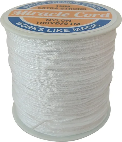 Miniatura 3 de Cordón de nailon de 0.039 pulgadas (0.039 in), multiuso, extra fuerte, hilo trenzado, joyería, collar, pulsera, hacer cuerdas, manualidades, Blanco