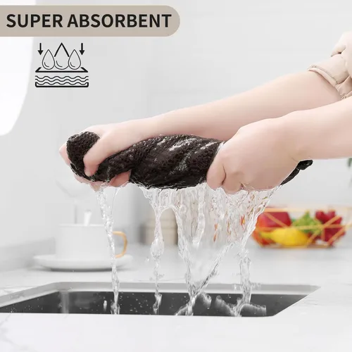 Miniatura 525 de Kitinjoy - Paños de cocina de 100 % algodón, tela de tejido gofrado, paño de limpieza ultrasuave, absorbente y de secado rápido. Beige