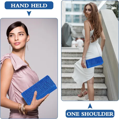 Miniatura 3 de Giantree Bolso de noche para mujer, bolso de mano plisado con cadena desmontable para baile de graduación, boda, compromiso