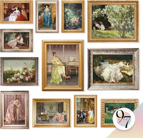 97 Decor Decoración clásica victoriana para pared, impresiones artísticas vintage victorianas, retratos de damas, pinturas al óleo de jardín