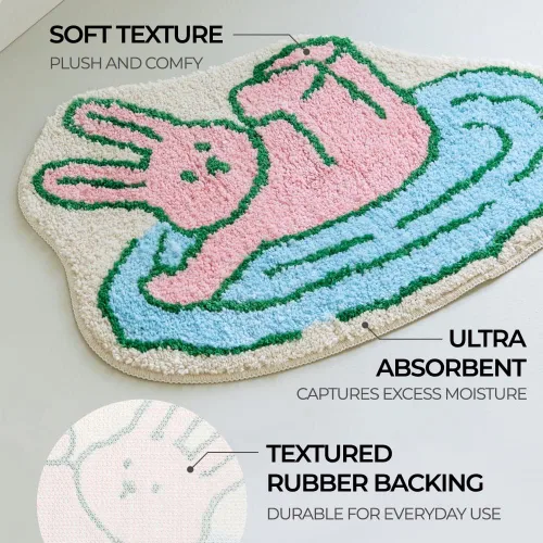 Miniatura 3 de Alfombra de baño, 24 x 17 pulgadas de grosor, extra suave, absorbente, parte trasera de goma duradera, antideslizante, lavable a máquina, alfombra