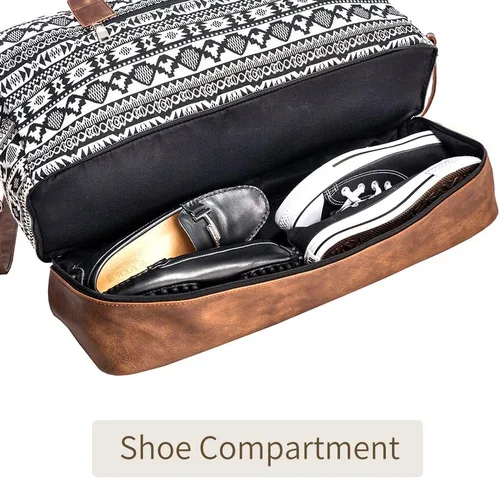 Miniatura 2 de MyMealivos Bolsa de lona para el fin de semana o viaje durante la noche bolsa de tela de lana gruesa con bolsa para zapatos Negro 43237-2