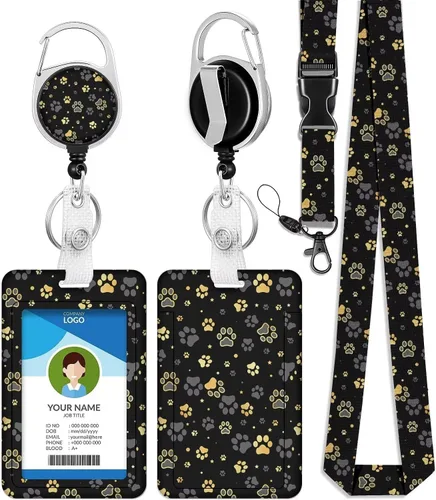 Miniatura 37 de Cordones azul bebé para llaves Portador de Insignias, Carrete de Insignias Retráctil con Clip de Mosquetón y Cordón Desmontable, Linda Tarjeta