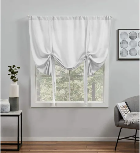 Miniatura 12 de EXCLUSIVE HOME Loha - Persiana para atar con bolsillo para barra, filtro de luz, 54 x 63 pulgadas, color negro perla