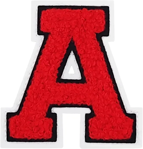 Miniatura 7 de Parches de letras de felpilla de alta calidad de 2.5 pulgadas, 26 piezas (alfabeto completo), 3 capas, rojo, negro y blanco. Plancha/coser